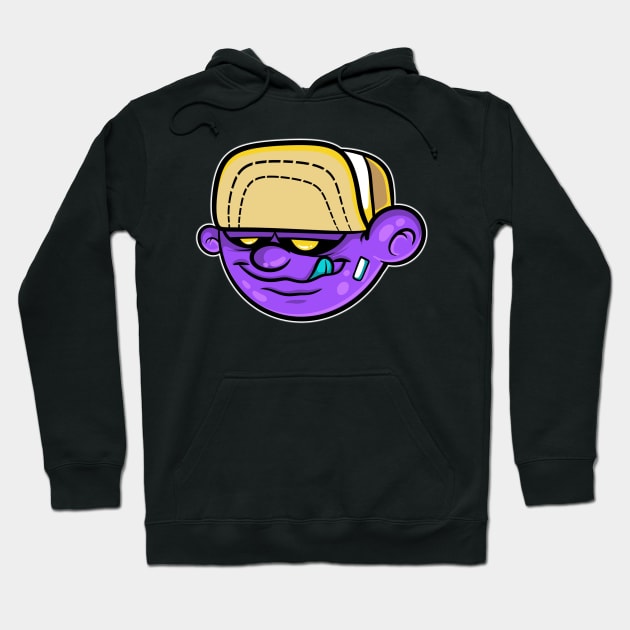 purple head cartoon Hoodie by Behold Design Supply